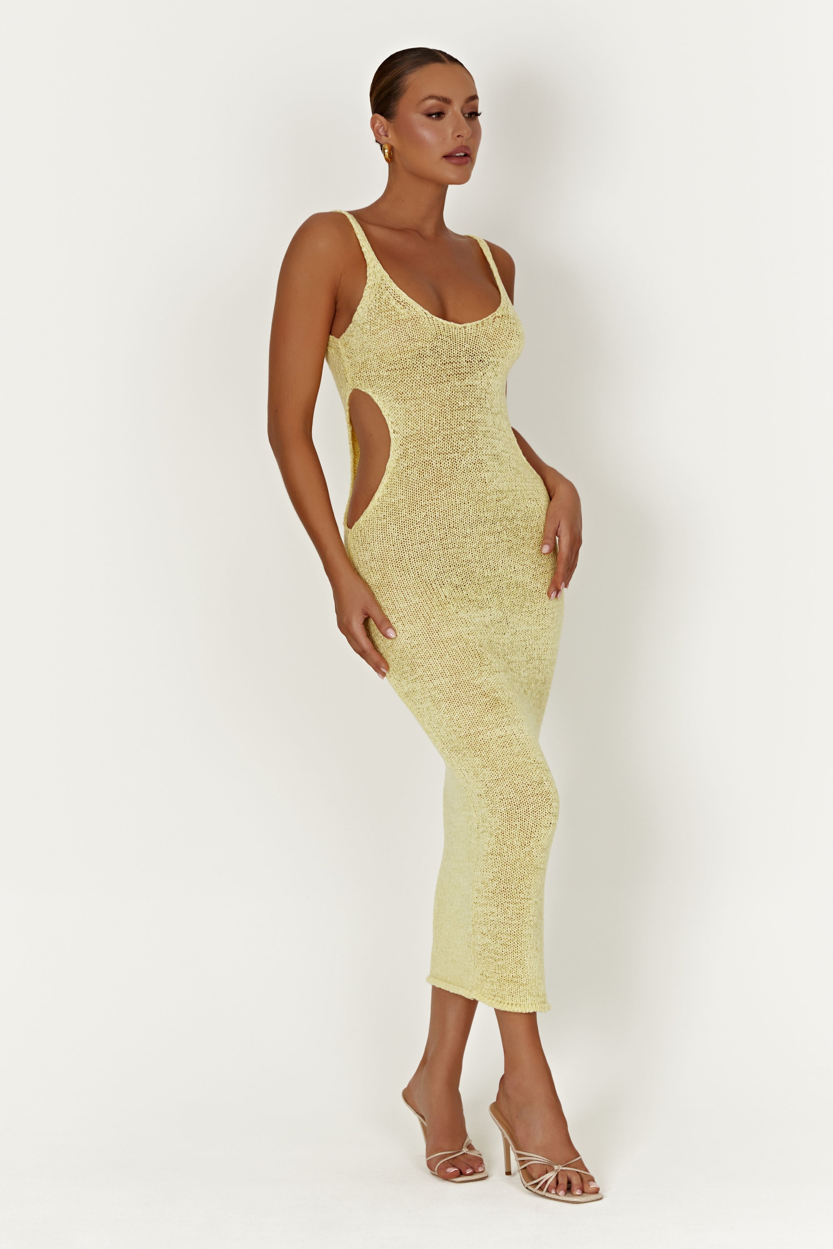 Shae Scoop Neck Knit Midi Dress - Lemon