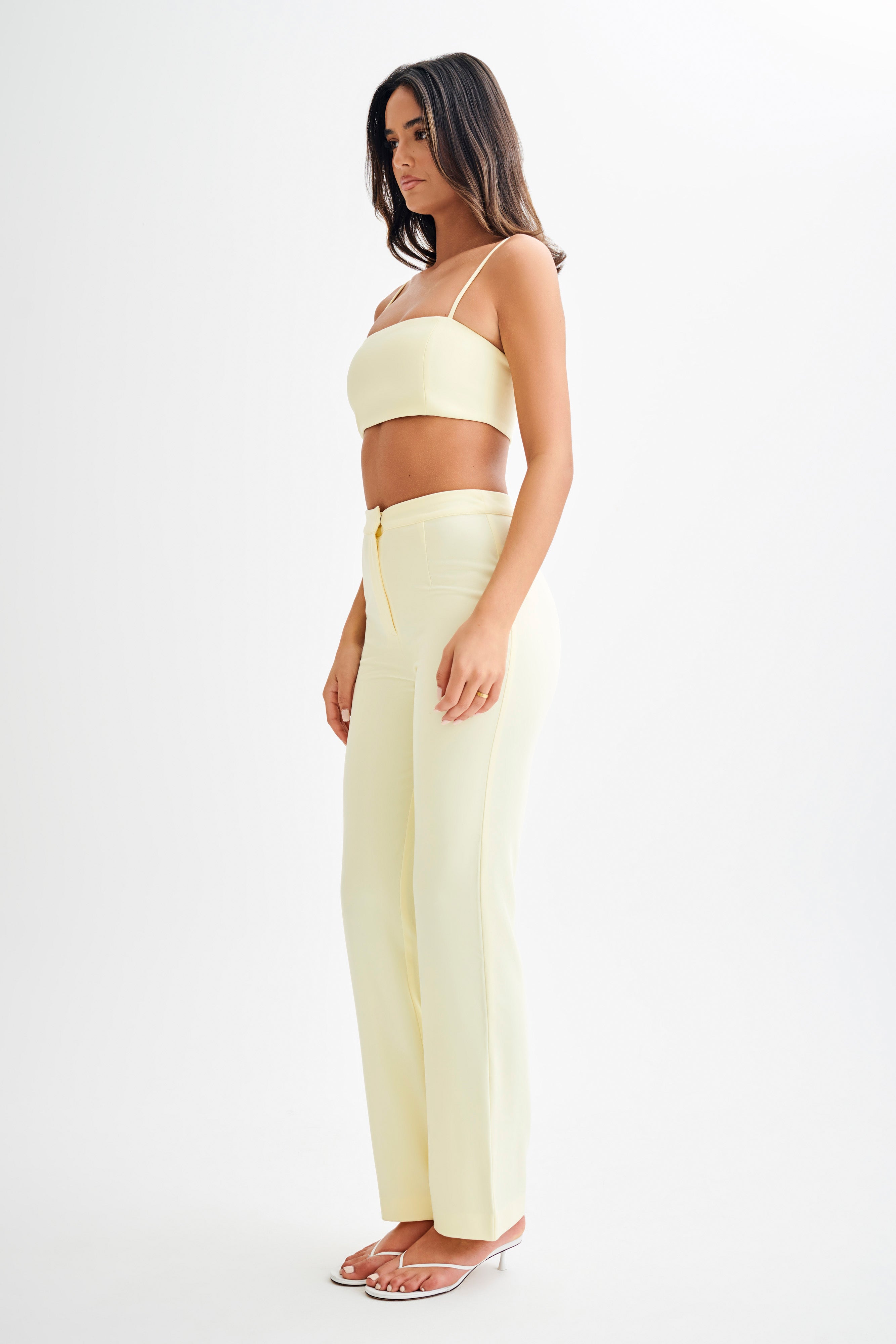 Allanah Suiting Straight Leg Pant - Pastel Lemon