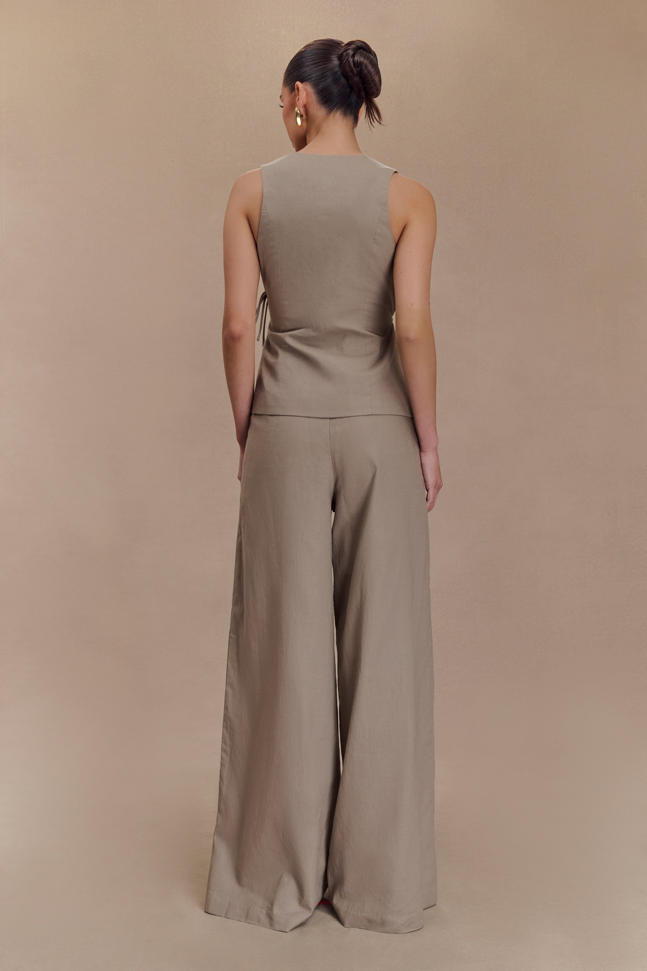 Brandi Linen Straight Leg Pant - Pebble