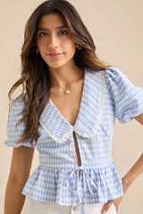 Annie Gingham Tie Front Top