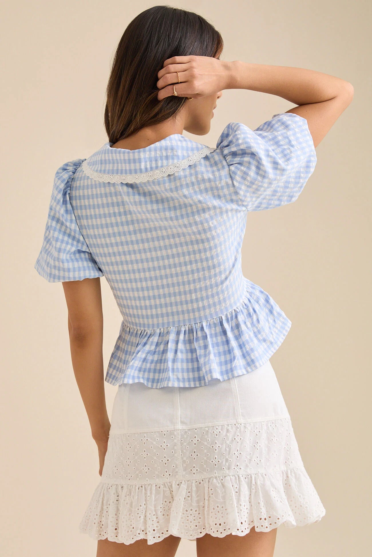 Annie Gingham Tie Front Top