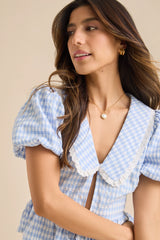 Annie Gingham Tie Front Top