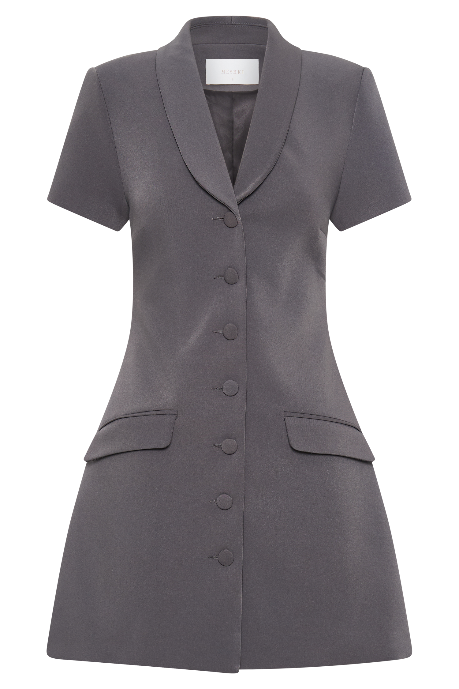 Paolina Collared Suiting Mini Dress - Charcoal