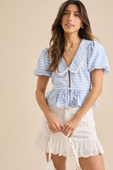 Annie Gingham Tie Front Top