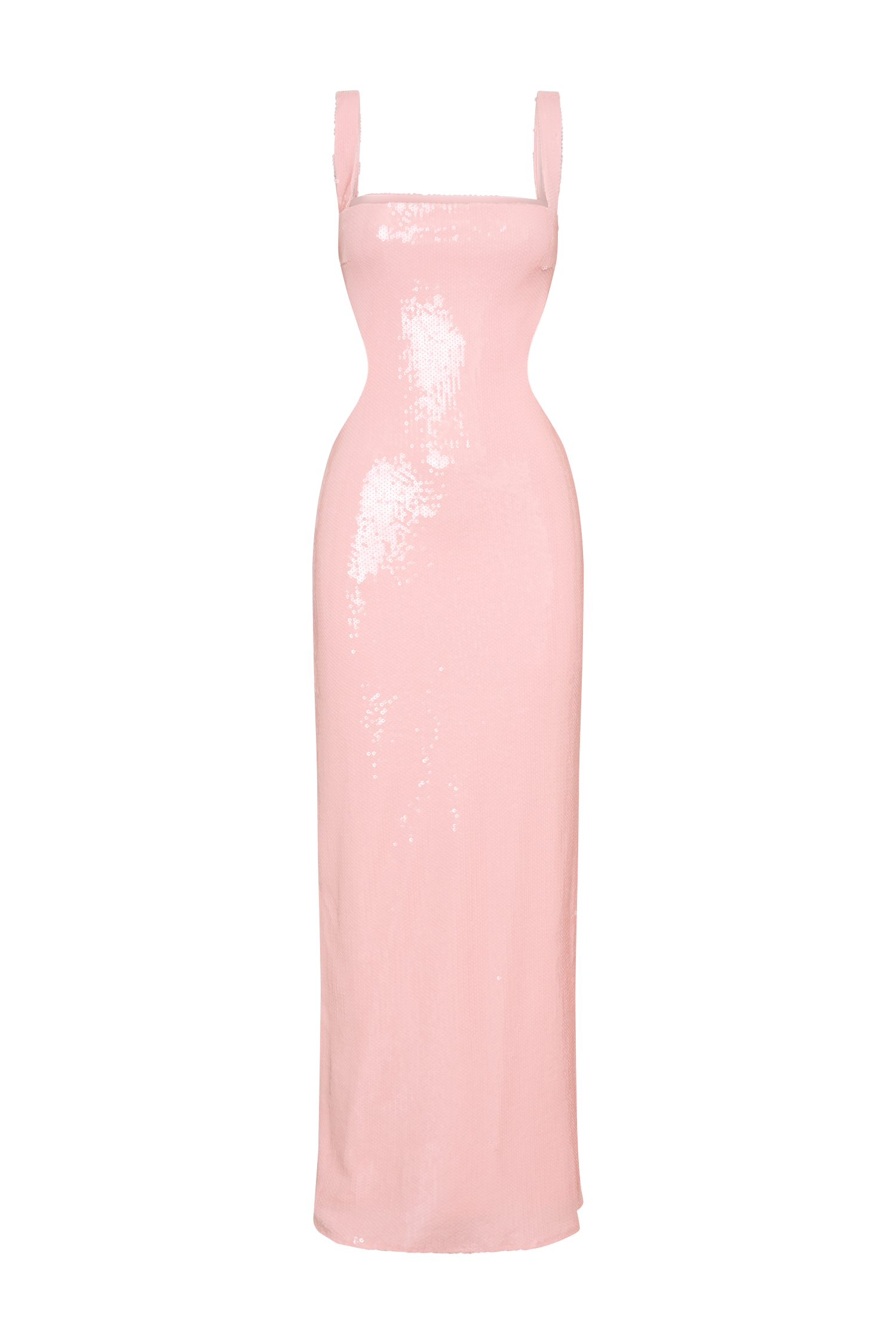 Adoria Sequin Cut Out Maxi Dress - Pale Pink