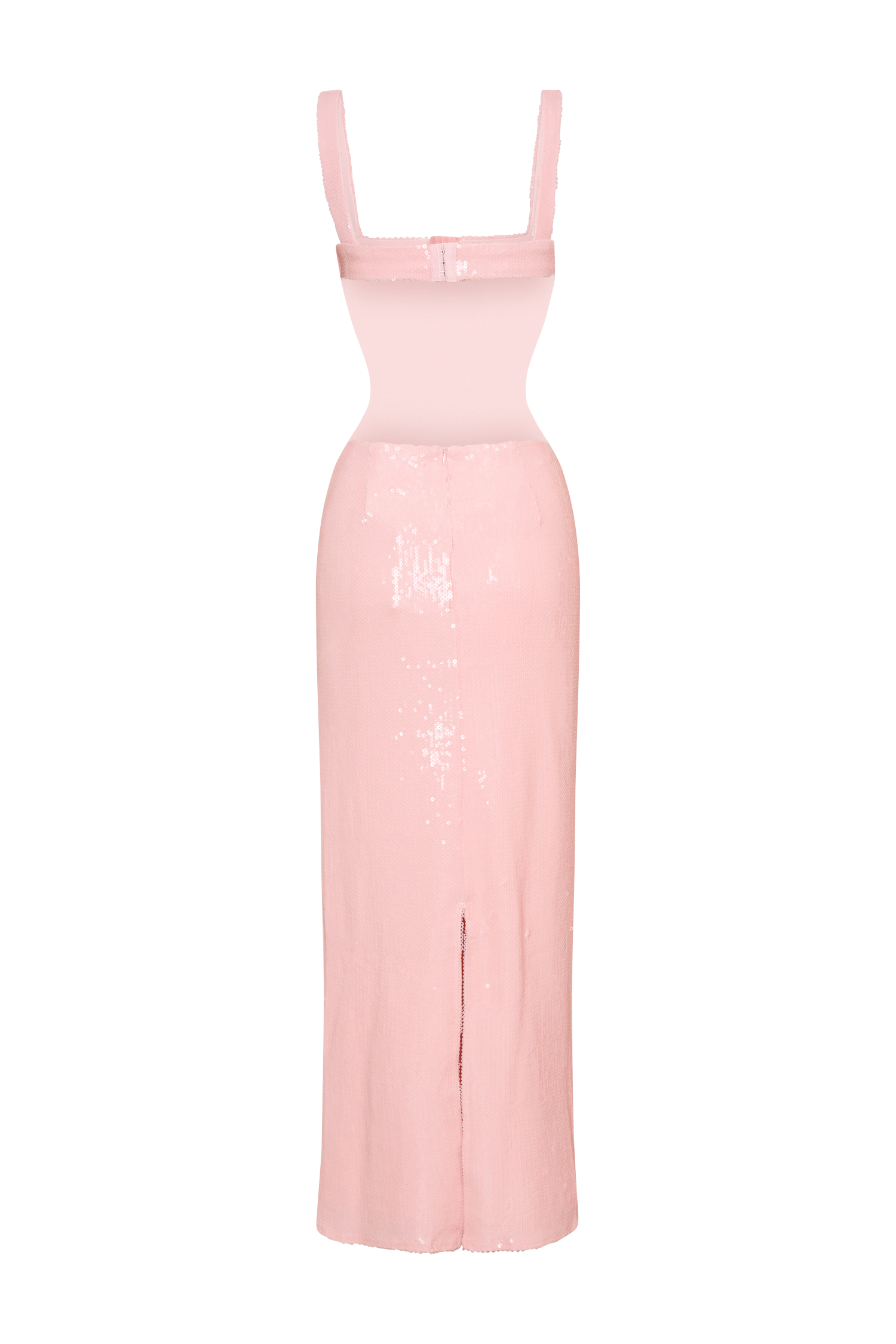 Adoria Sequin Cut Out Maxi Dress - Pale Pink