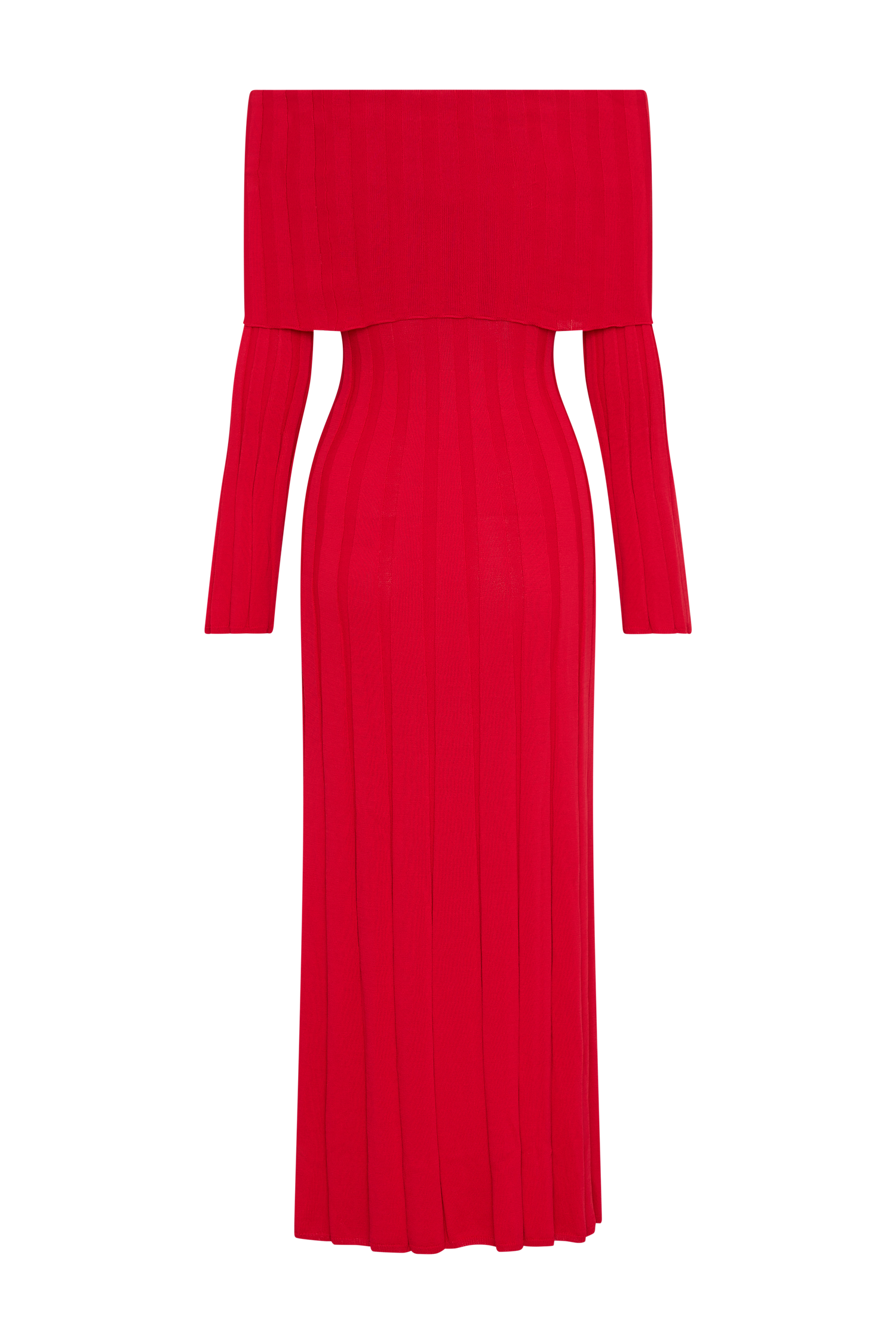 Alonza Long Sleeve Knit Midi Dress - Red