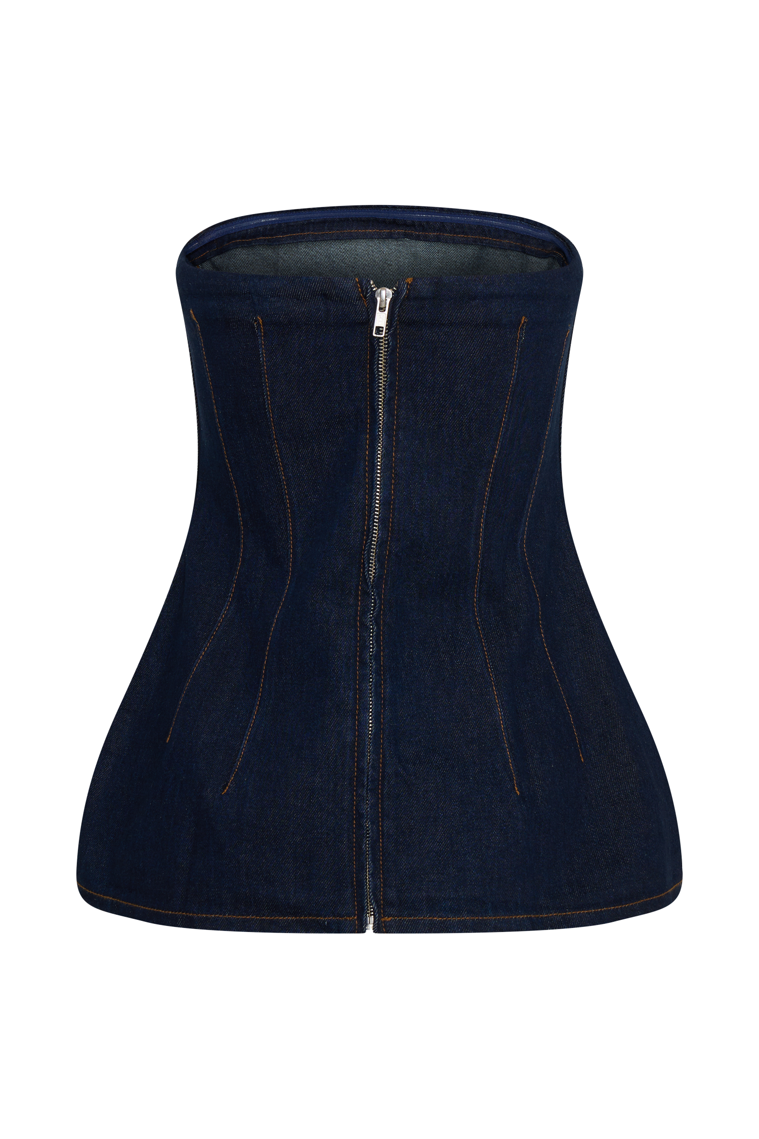 Madelyn Strapless Longline Denim Top - Indigo Blue